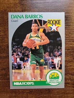 Dana Barros 1990-1991 NBA Hoops #274 - Rookie - Supersonics - NBA - Fresh Pull